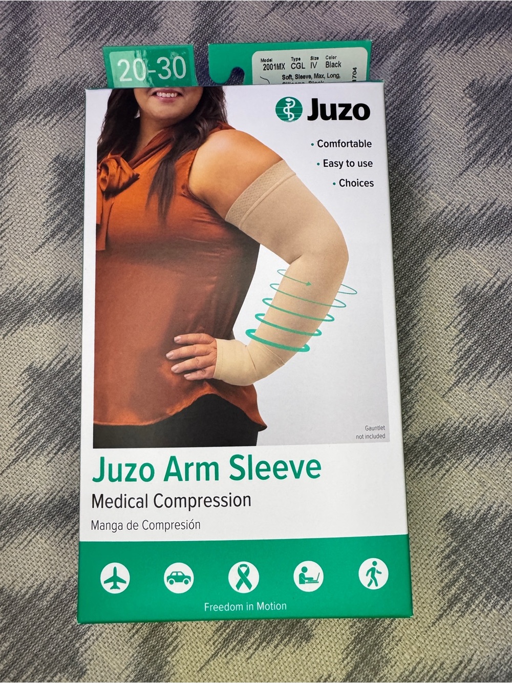 BRAND NEW- Juzo Soft Armsleeve 20-30 mmHg w/ Silicone Band Black.